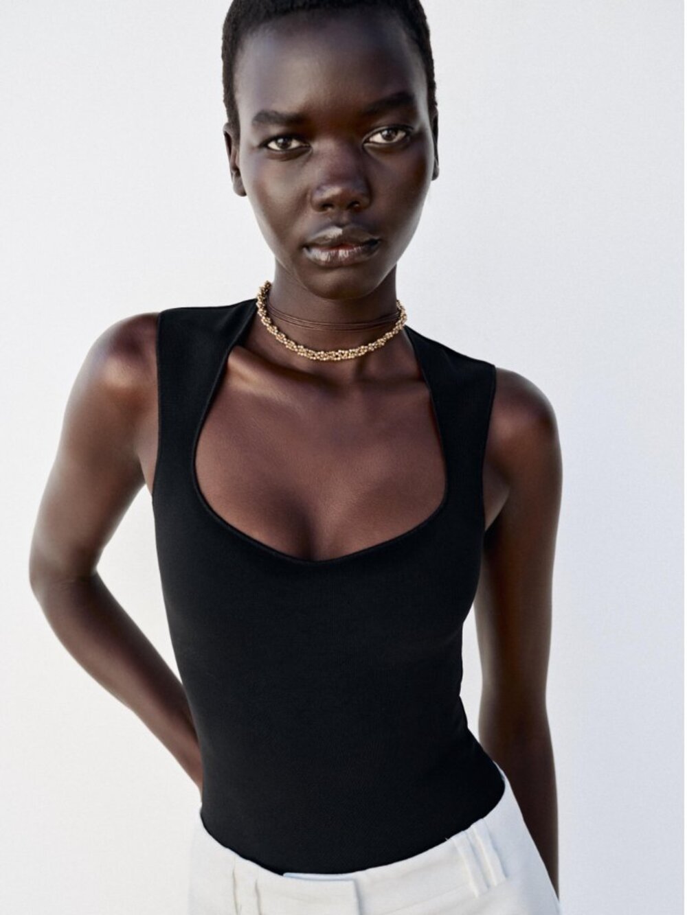 Zara Sculpt Square Neck Bodysuit NWT — Black, Size S
